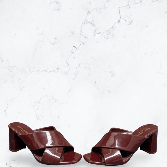 Saint Laurent Loulou 70 Mule Sandals Burgundy - Picture 10 of 10